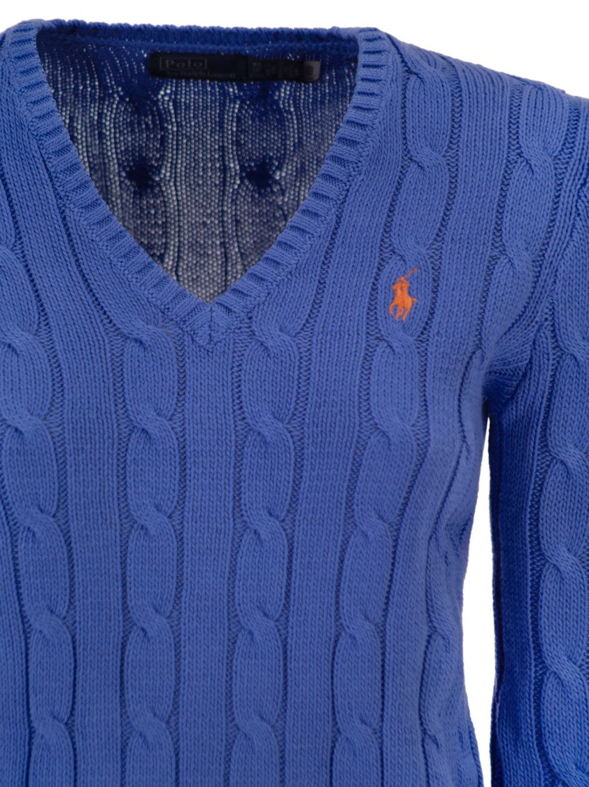 Polo Ralph Lauren Cotton Cable Knit Jumper With V-Neck