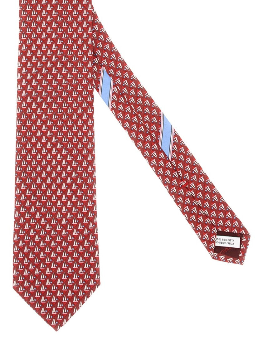 Ferragamo Sailboat Print Tie