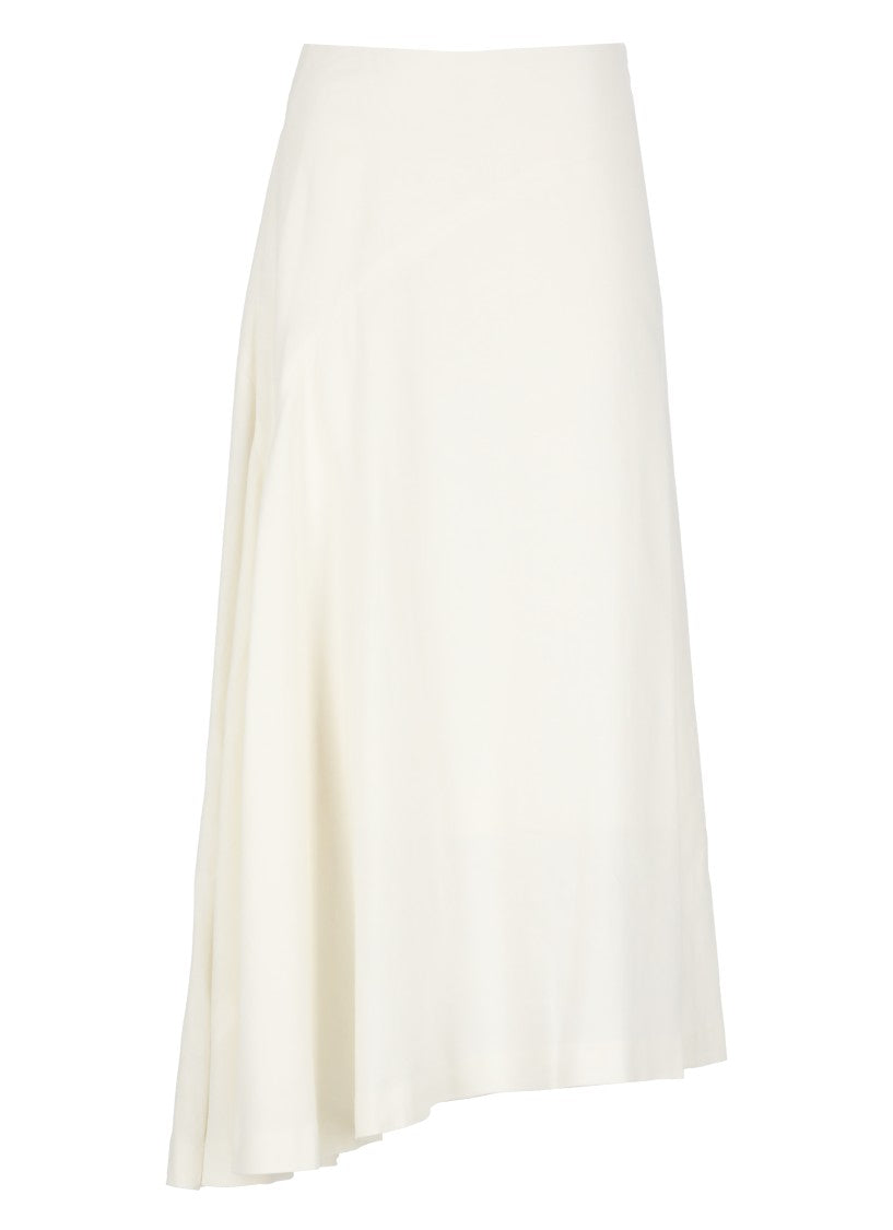 Y's Flowing White Linen Blend Skirt