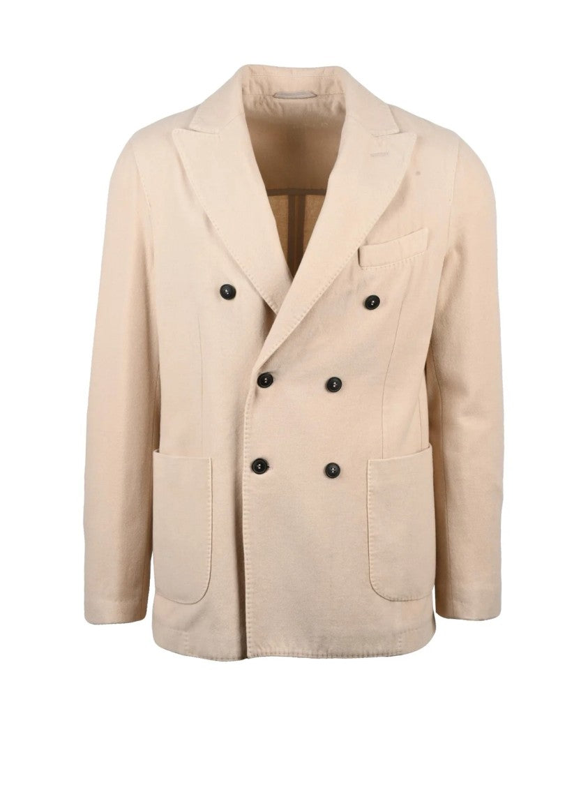 Circolo 1901 Beige Double-Breasted Jacket With Classic Lapel And Unlined Design
