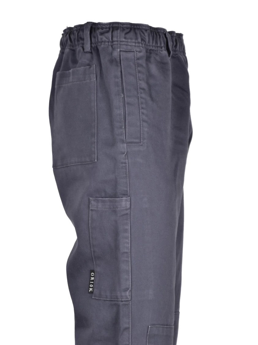 Gr10k Grey Elastic Waistband Stretch Cotton Cargo Pants