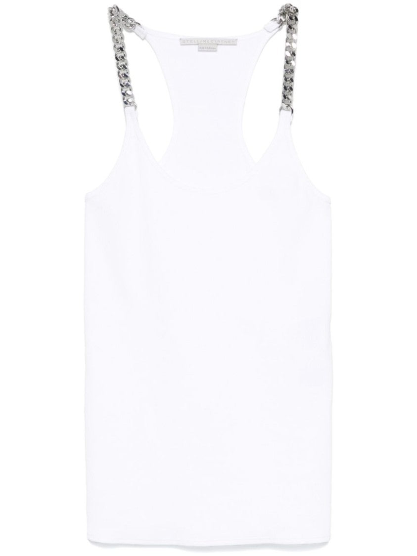 Stella Mccartney Sleeveless White Tank With Chain Detail Straps