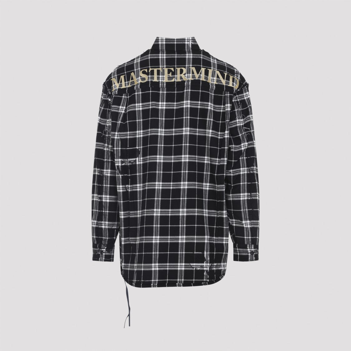 Mastermind Checkered Cotton Shirt With Skull Embroidery And Drawstring Hem