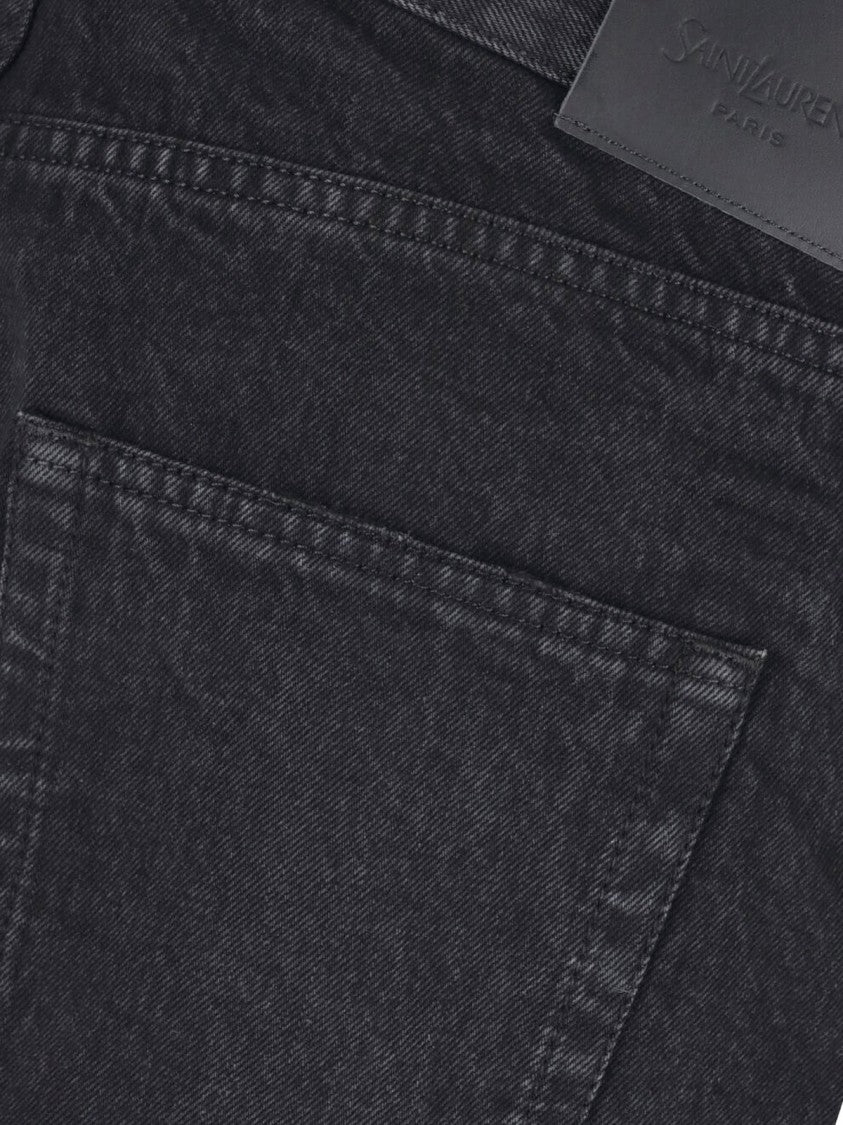 Saint Laurent Black Mid-Rise Cotton Denim Straight-Leg Jeans