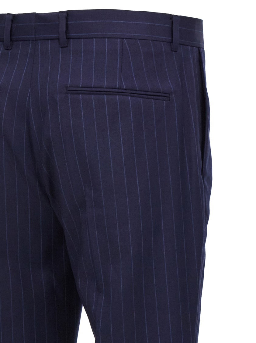 Givenchy Tailored Blue Pinstripe Pants With Stretched Pleat