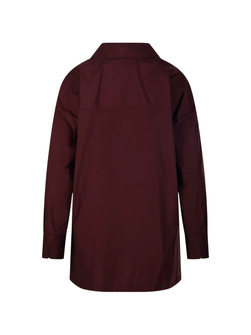 Max Mara Burgundy Cristel Relaxed-Fit Cotton Shirt