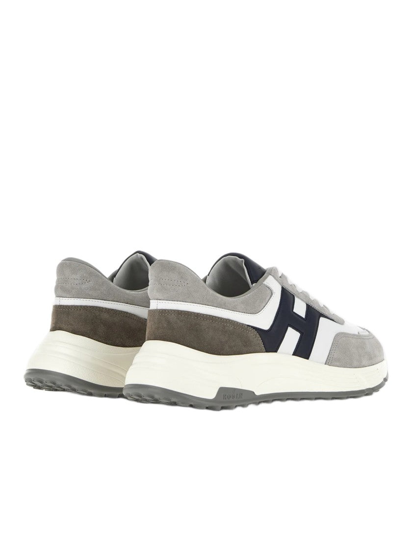 Hogan Grey Suede And White Leather Sneakers