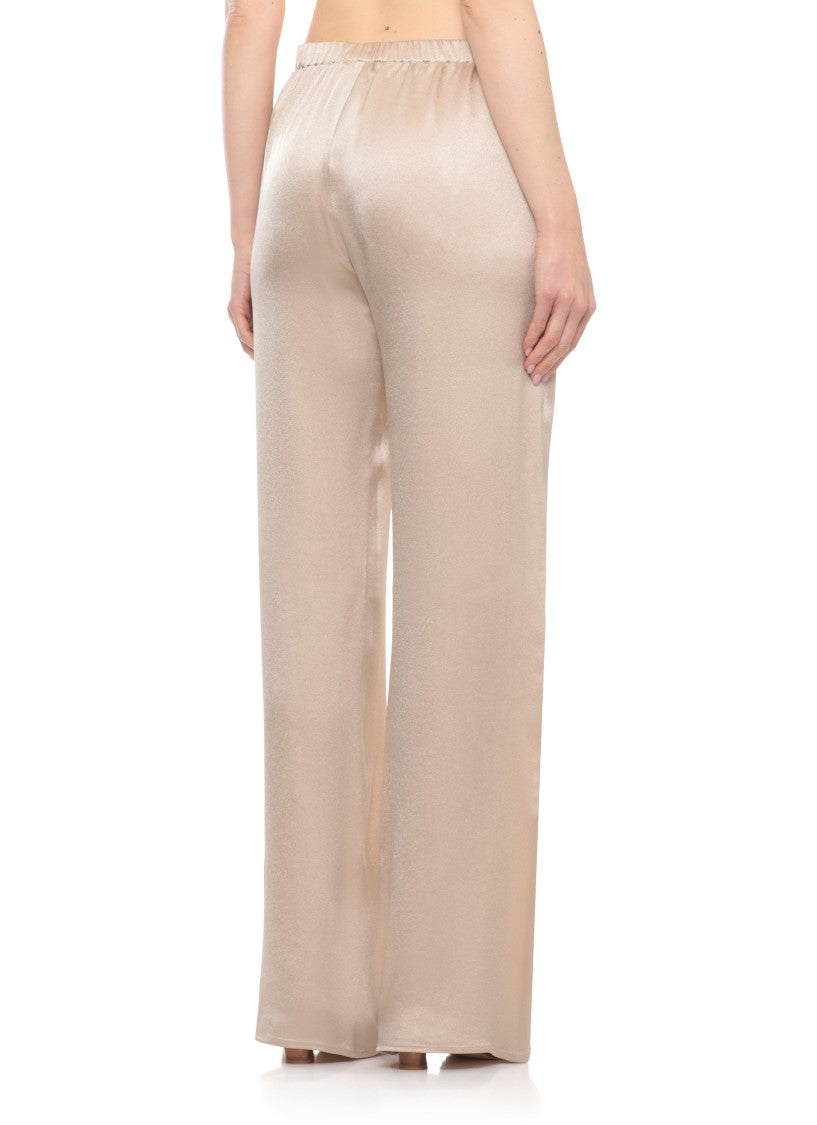 Antonelli Firenze Beige Rapolano Elastic Waist Silk Straight-Leg Pants