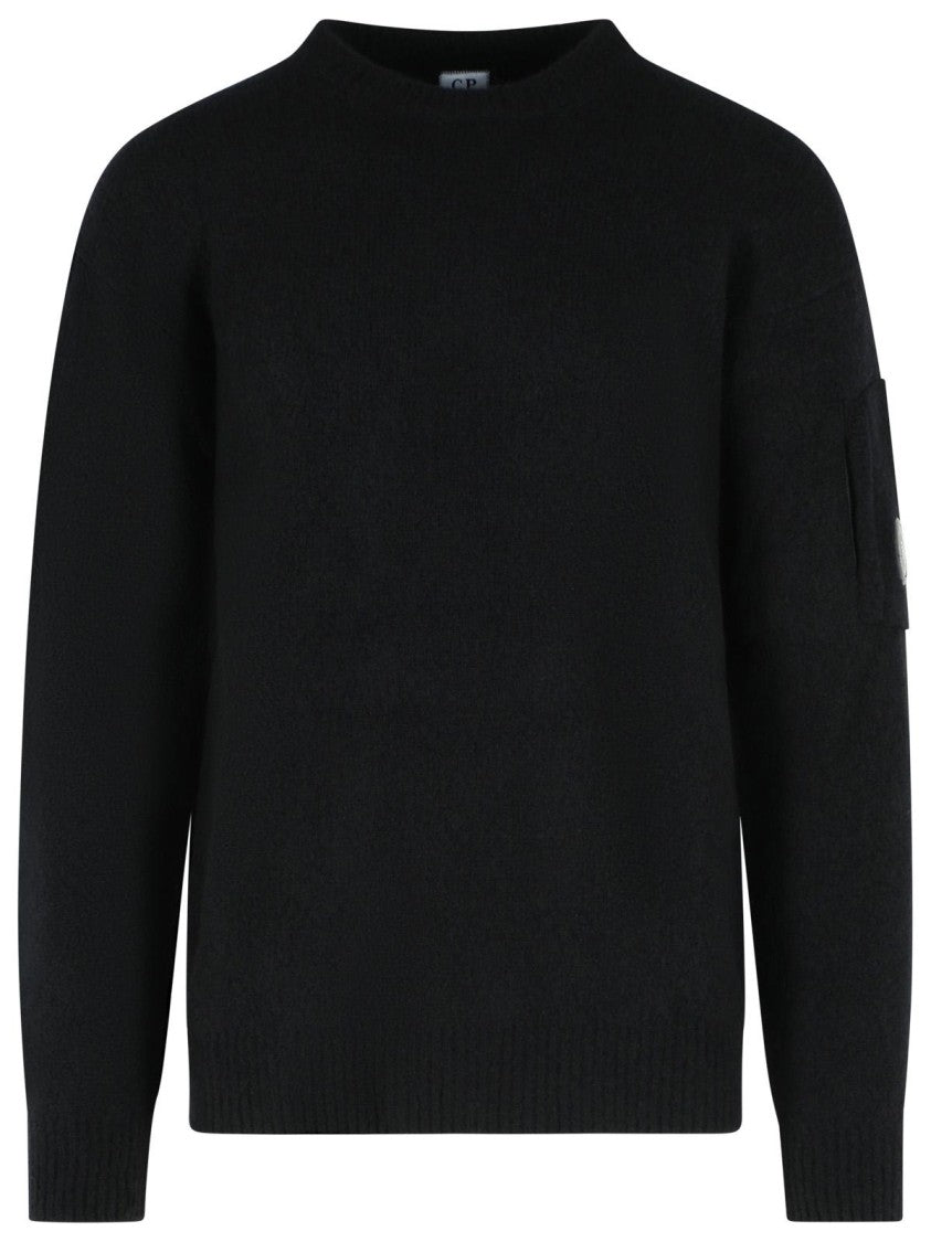 C.P. Company Black Lens Zip-Pocket Ribbed Wool-Blend Sweater