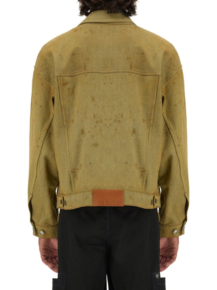 Msgm Denim Jacket Dyed In Tea