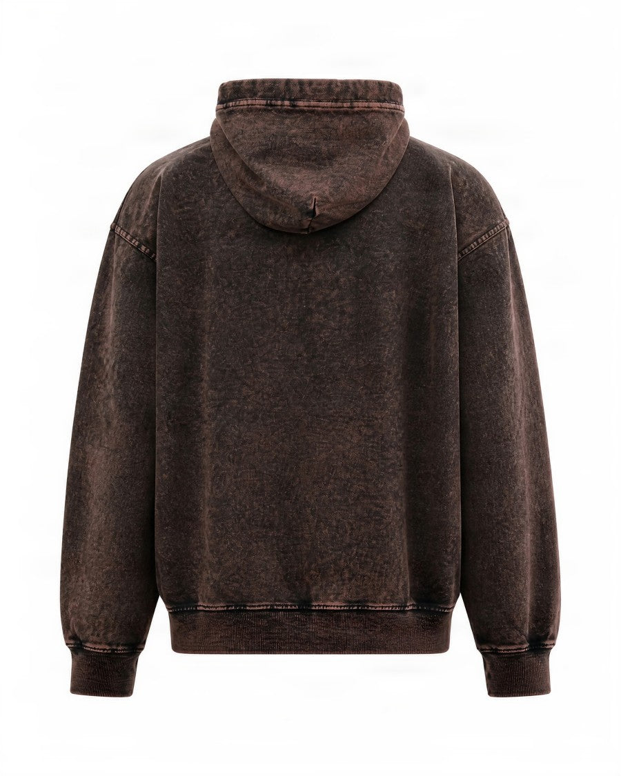 Diesel Dark Brown Stone-Washed Oversized Cotton Hoodie