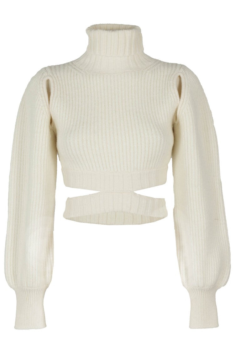 Andreâdamo Ribbed Crop Pullover With High Neck