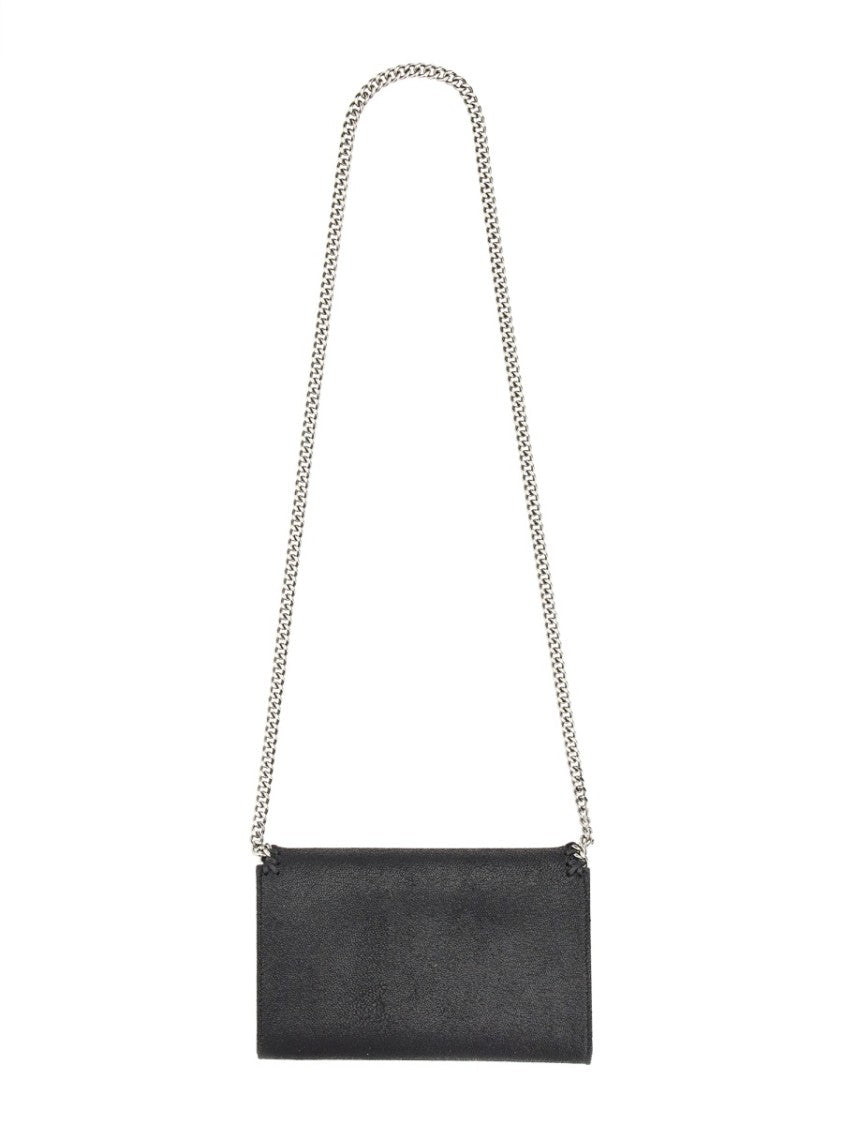 Stella Mccartney Black Textured Mini Chain Shoulder Bag