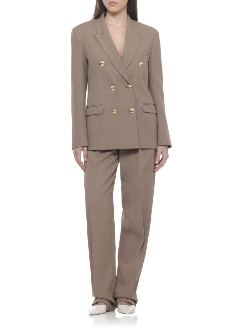 Elisabetta Franchi Brown Viscose Double-Breasted Blazer