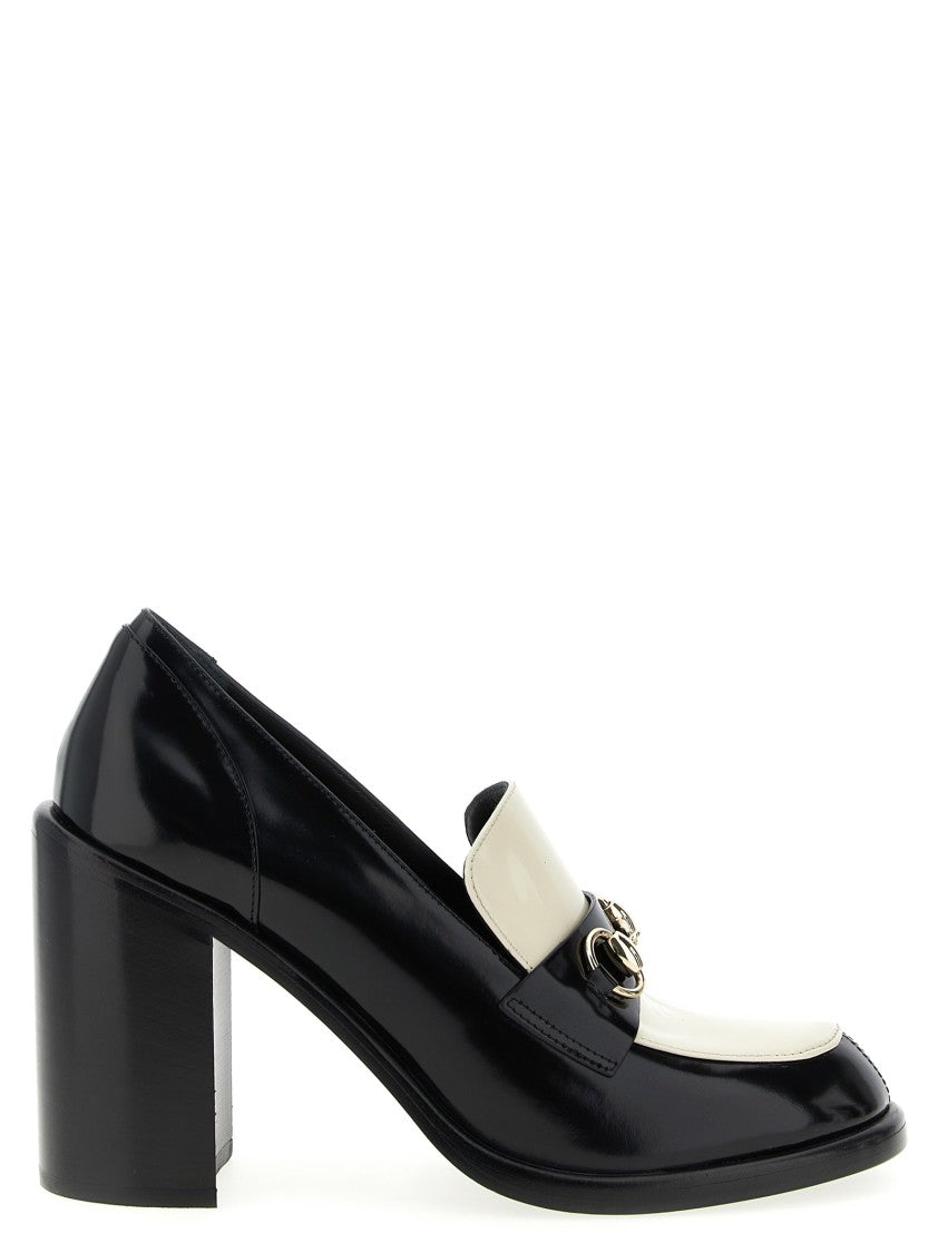 Gucci Black Patent Leather 'Morsetto' Loafers With Block Heels