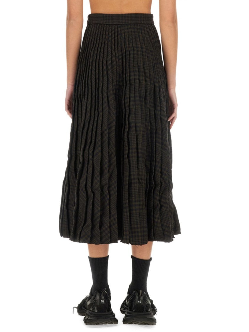 Balenciaga Pleated Wool Skirt With Structured Silhouette