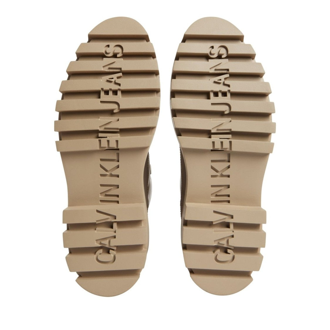 Calvin Klein Jeans Beige Chunky Flatform Leather Ankle Boots