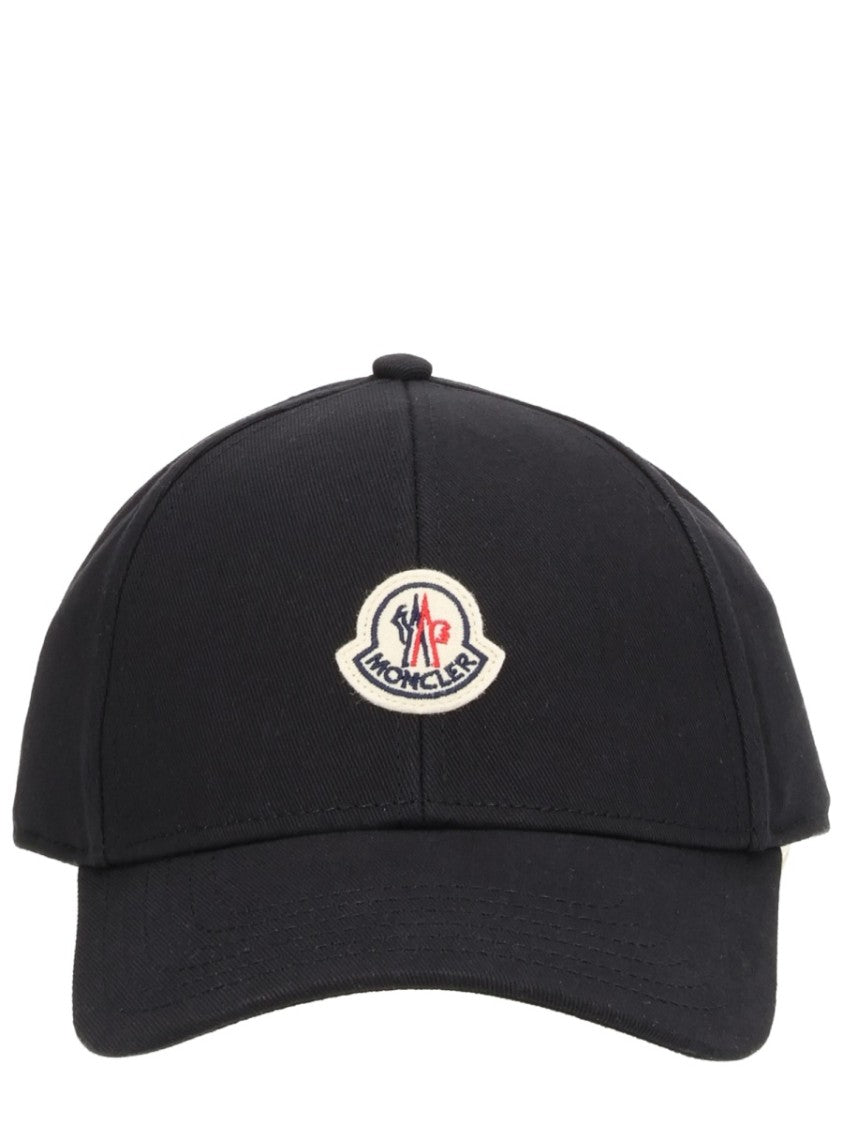 Moncler Structured Logo Patch Cotton Baseball Cap