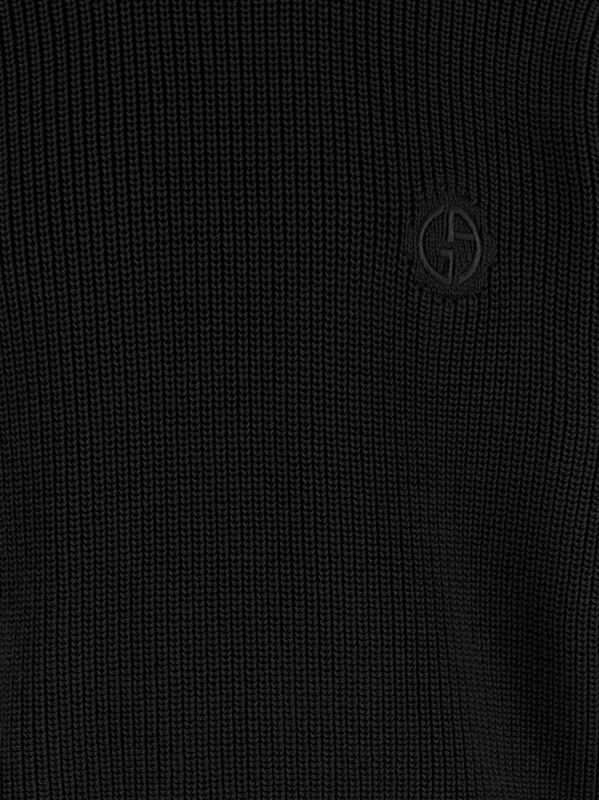 Giorgio Armani Black Knitted Wool Sweater With Logo Detail