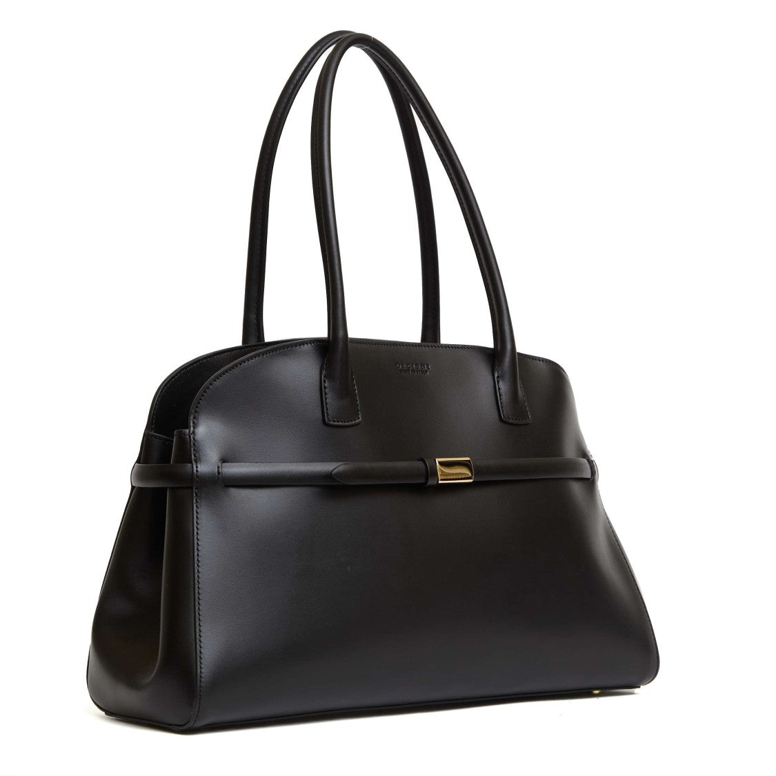Orciani Aura Large Black Leather Handbag With Minimalist Design