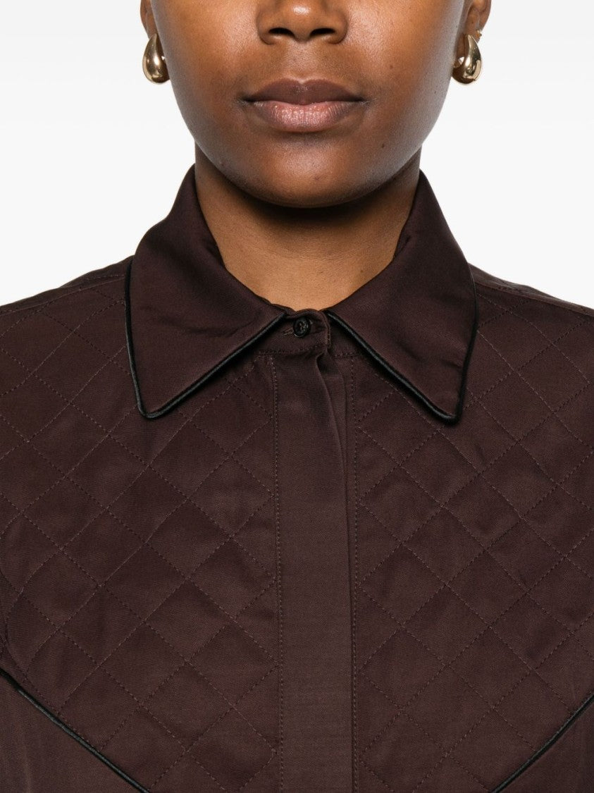 Golden Goose Brown Shirt With Quilted Yoke Detail