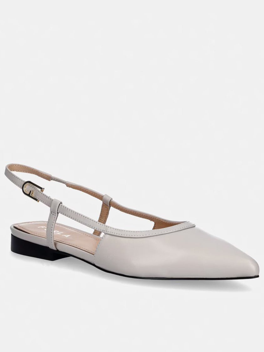 Furla Punta Vallerina Pointed Toe Leather Slingback Flats