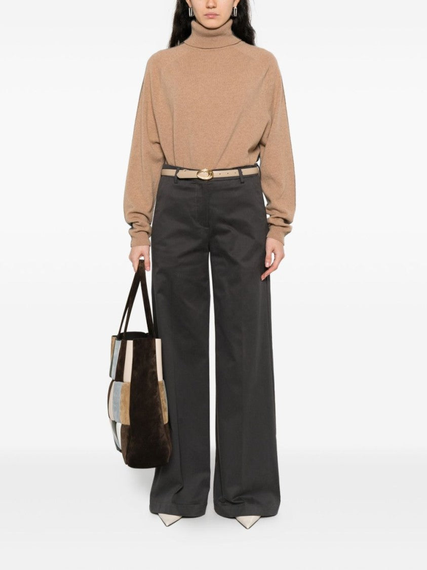 Semi Couture Bi-Color High Collar Knit Sweater In Wool-Cashmere Blend