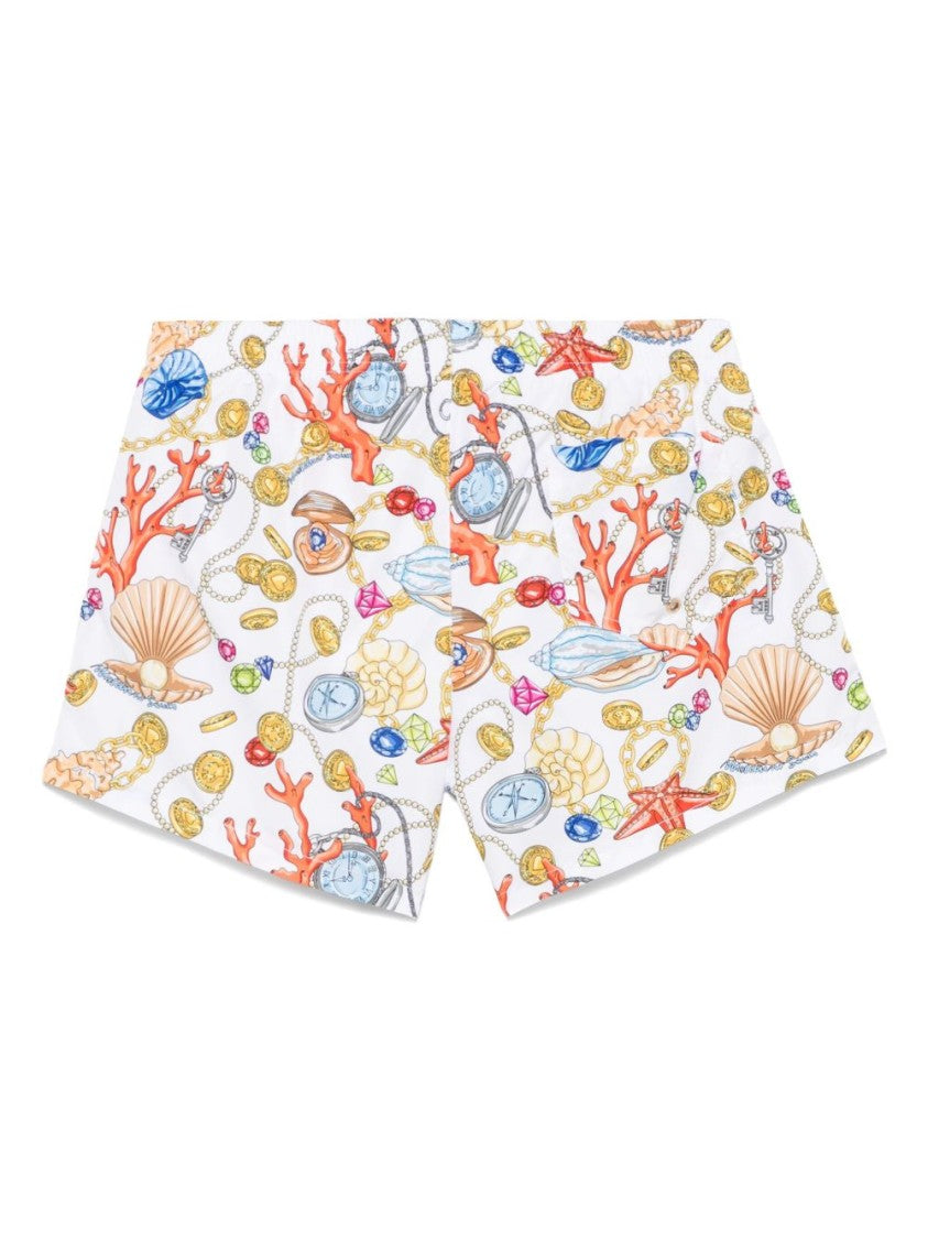 Moschino White Mesh Lined Elasticated Swim Shorts