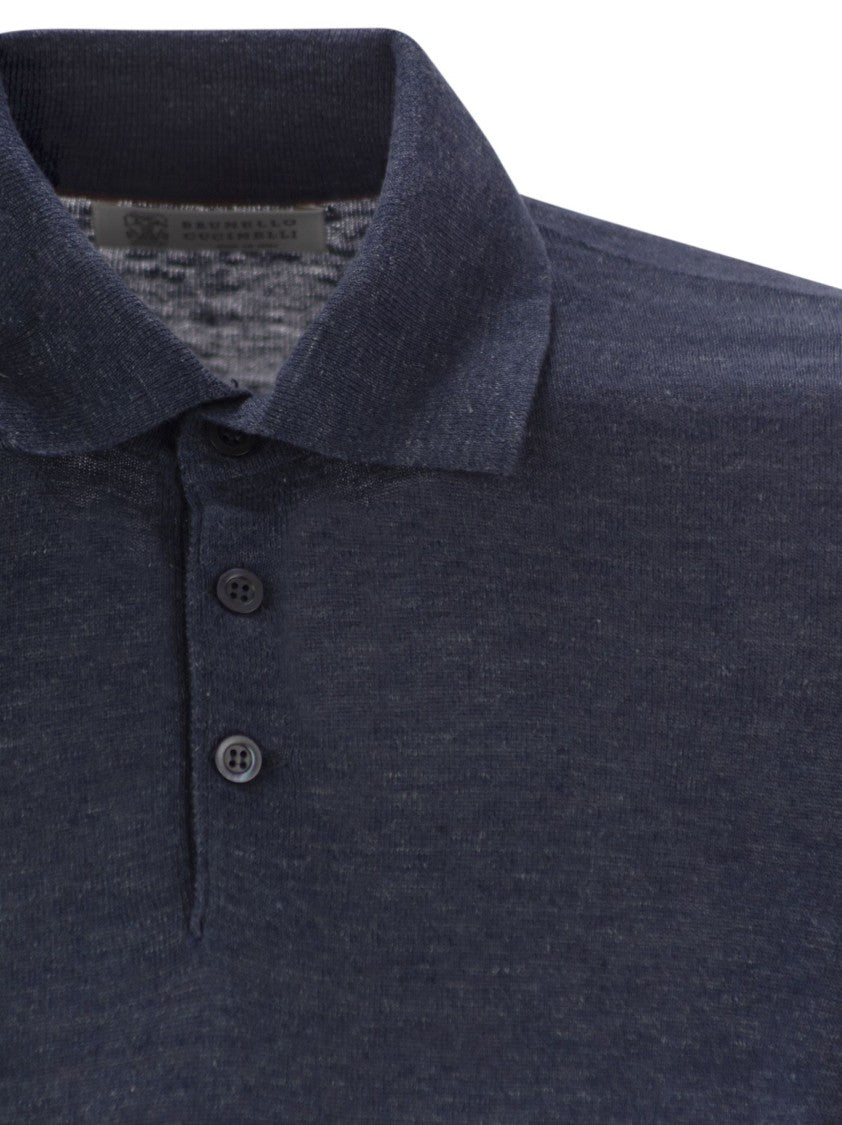 Brunello Cucinelli Linen And Cotton Knit Polo Shirt