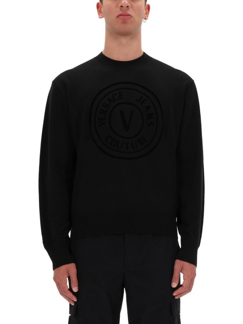 Versace Jeans Couture V-Emblem Long-Sleeve Jersey Sweatshirt