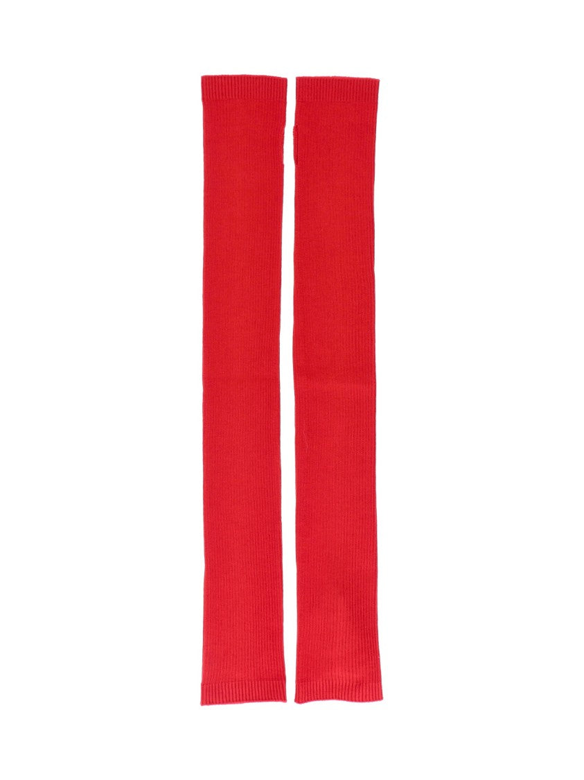 Sa Su Phi Red Ribbed Cashmere-Blend Gloves