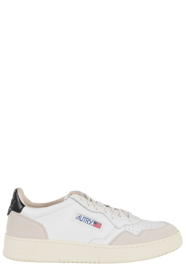 Autry Medalist Low White And Black Suede Leather Sneakers
