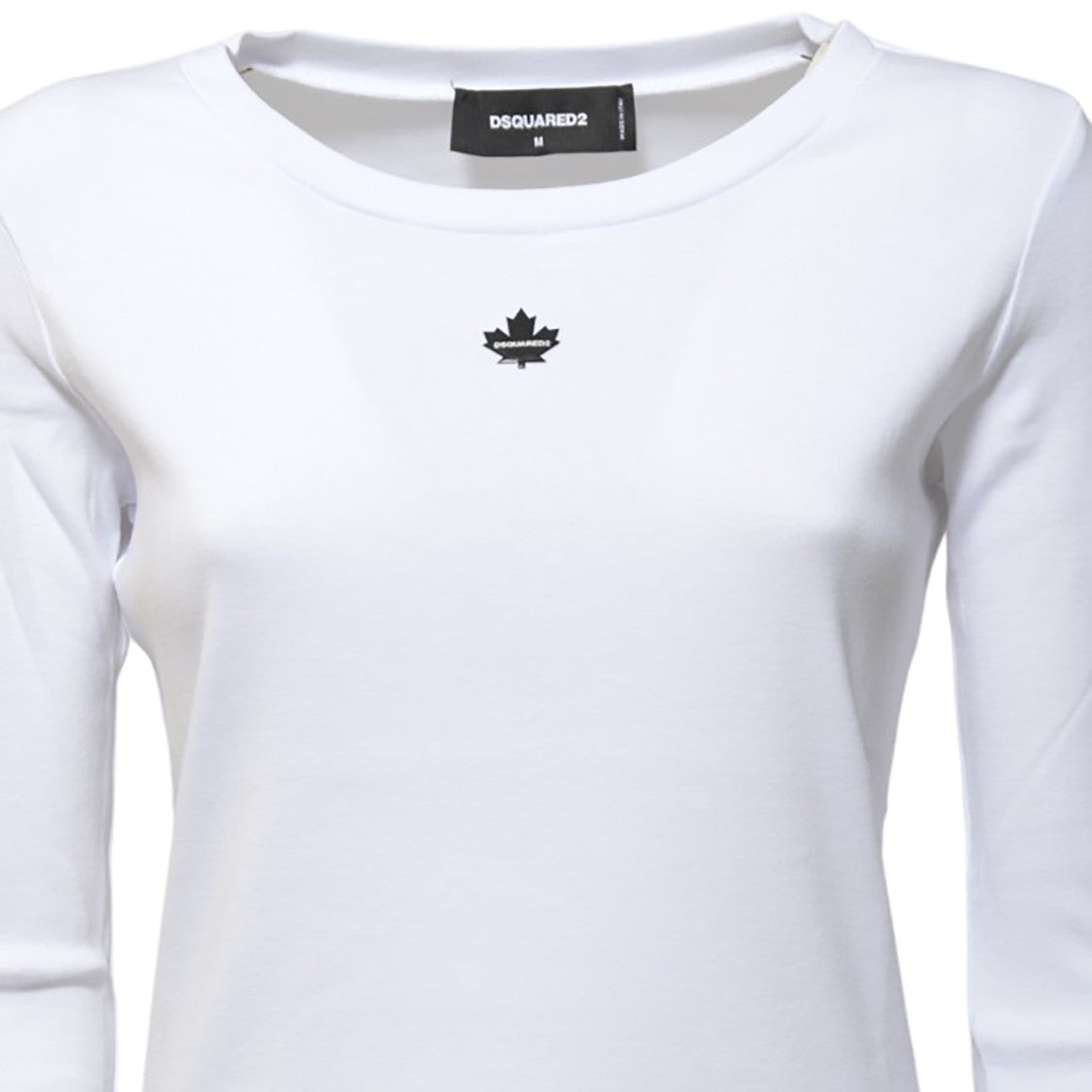 Dsquared2 Maple Leaf Long Sleeve White Cotton T-Shirt