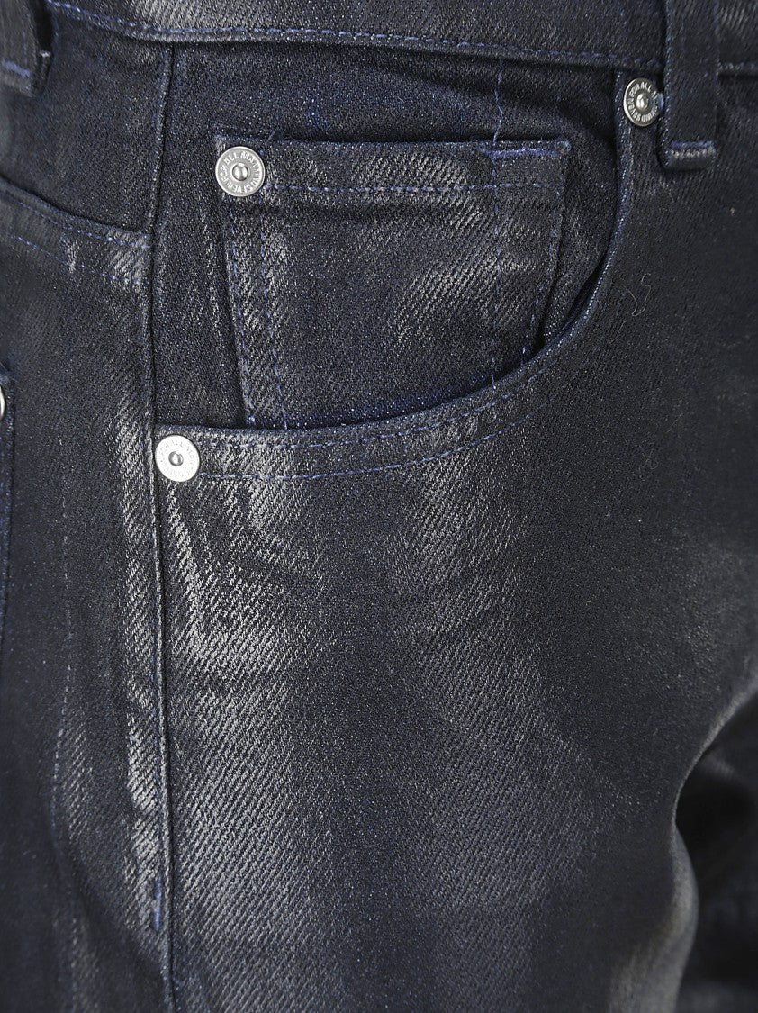 7 For All Mankind Blue Black Wax Effect Trousers