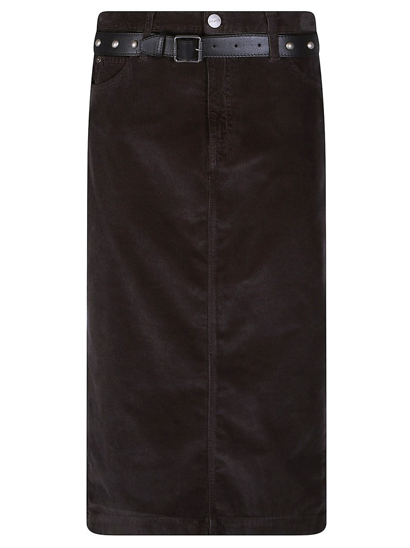 Pinko Gracia Ribbed Corduroy Midi Skirt