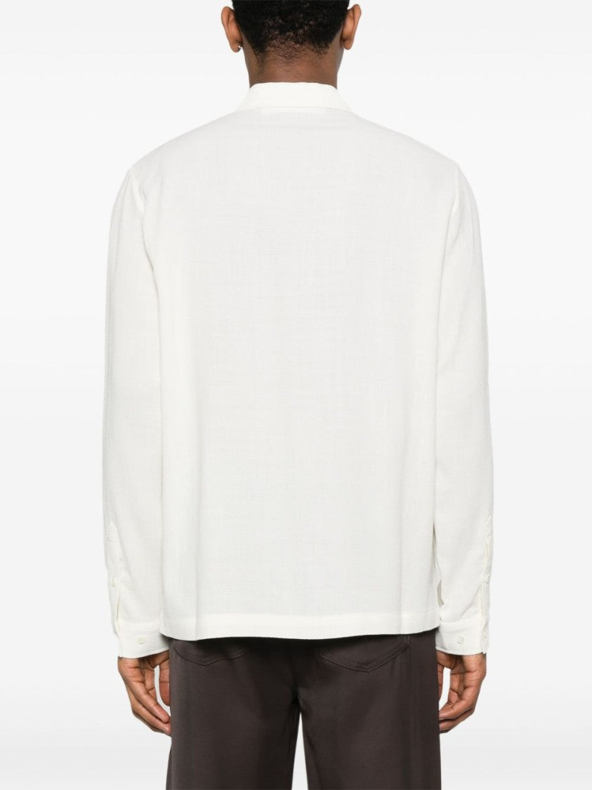 Séfr Relaxed Fit White Shirt With Classic Collar And Textured Finish