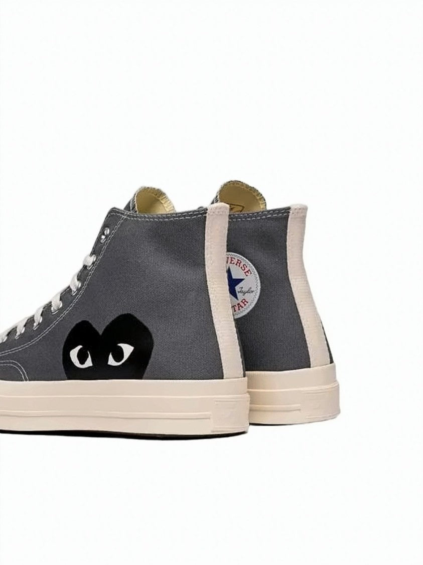 Comme Des Garçons Canvas High-Top Sneakers With Distinctive Heart Graphic