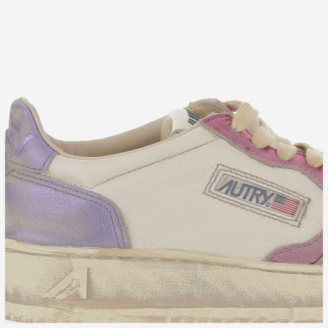 Autry Low-Top Leather Sneakers With Vintage Effect