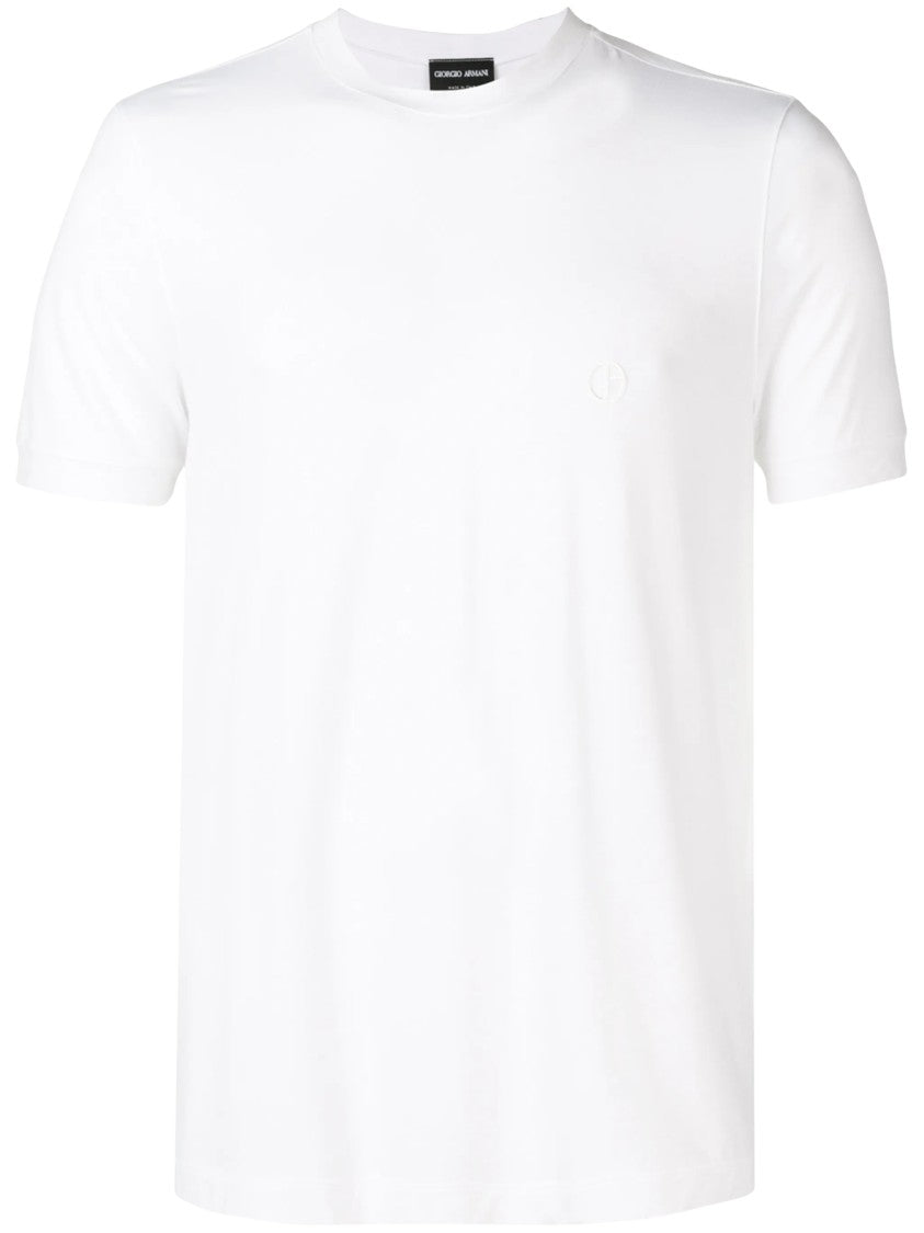 Giorgio Armani White Tailored Embroidered Viscose T-Shirt