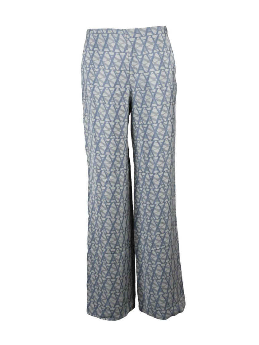 Alessia Santi Palazzo Trousers - Grey/Sky Blue