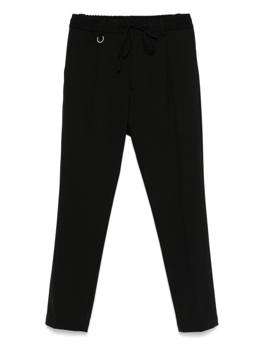 Paolo Pecora Tailored Black Trousers With Drawstring Waist