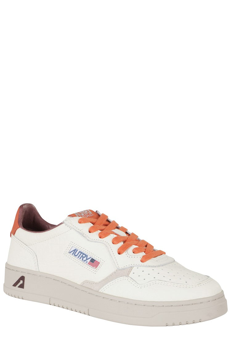 Autry Cream Orange Medalist Low Leather Sneakers