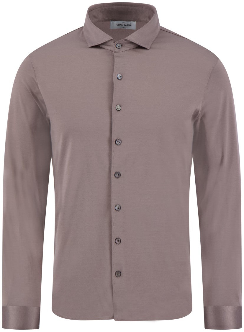 Paolo Fiorillo Capri Brown Long-Sleeve Button-Up Shirt