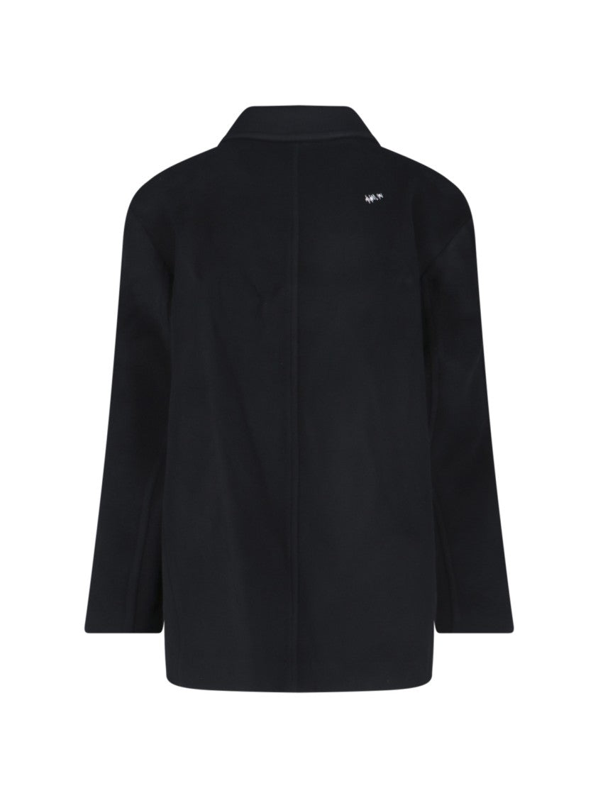 Ader Error Short Double-Breasted Coat, In Black Wool