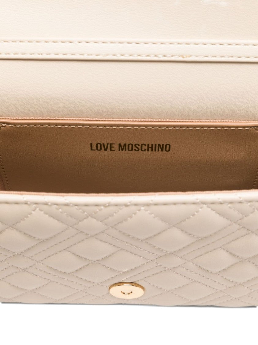 Love Moschino Quilted Avorio Shoulder Bag With Gold Hardware