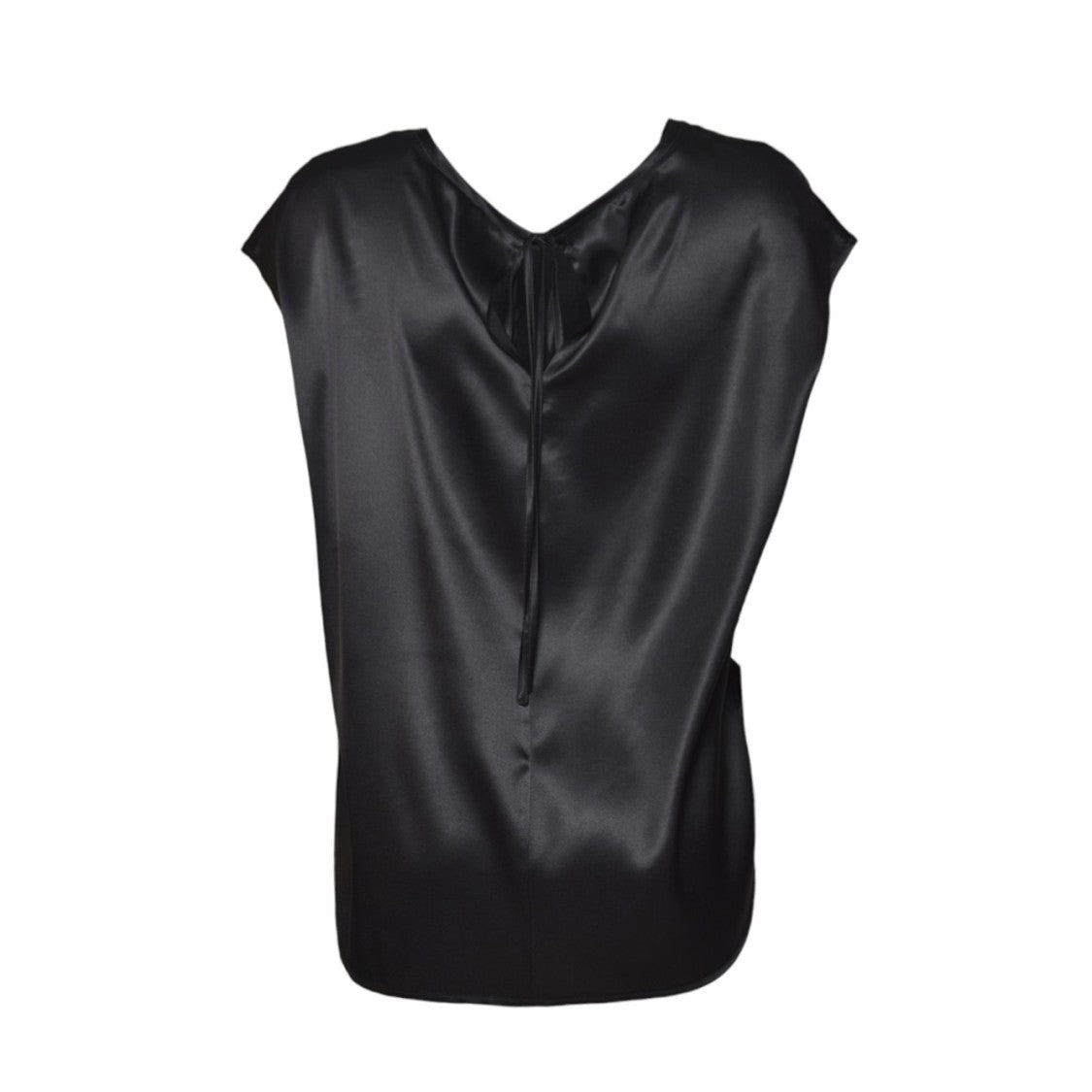 Solotre Black Satin Backless Top