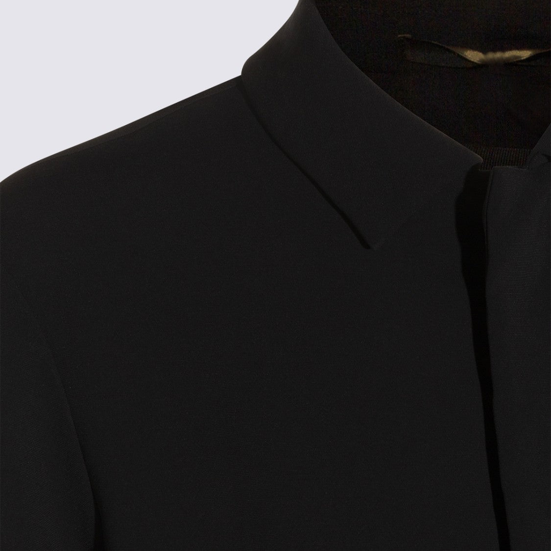 Montecore Minimalist Black Coat With Stand Collar