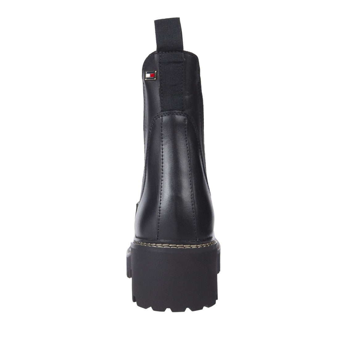 Tommy Hilfiger Black Sleek Chunky Lug Sole Leather Chelsea Boots
