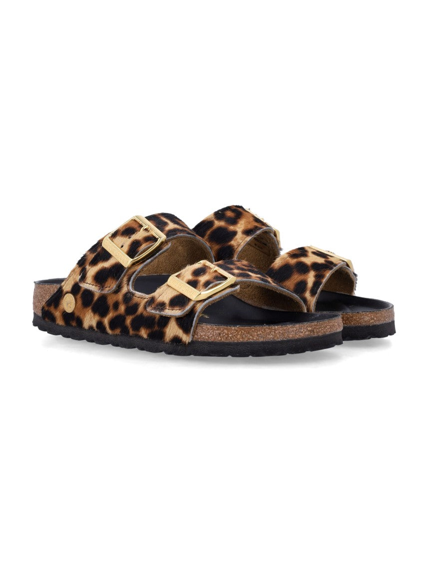 Birkenstock Arizona Leo Fur Leopard-Print Pony-Hair Sandals