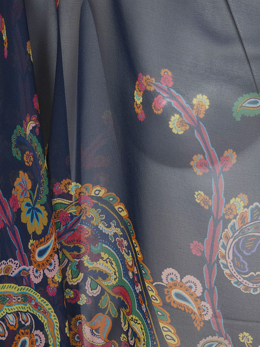 Etro Multicolour Silk Lightweight Cape Jacket